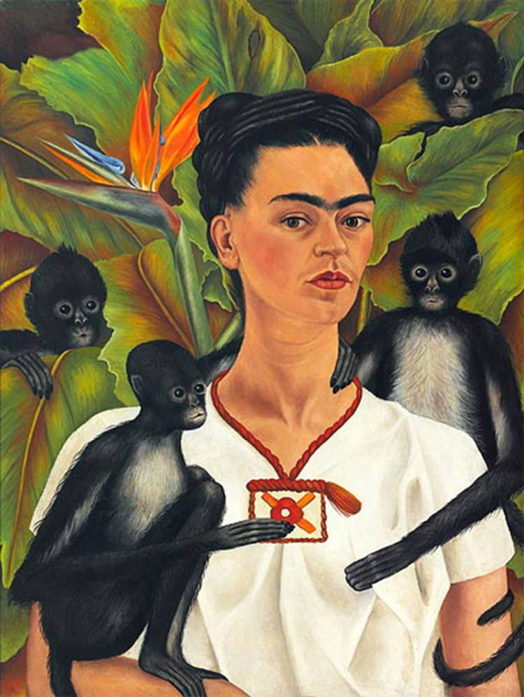 "Autorretrato con monos", genial obra de la pintora, admirada a nivel mundial. 